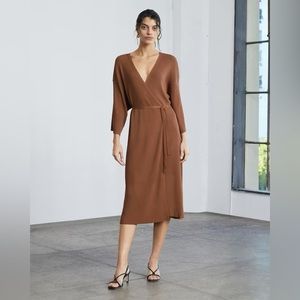 The Ribbed Wrap Midi Dress Everlane XS